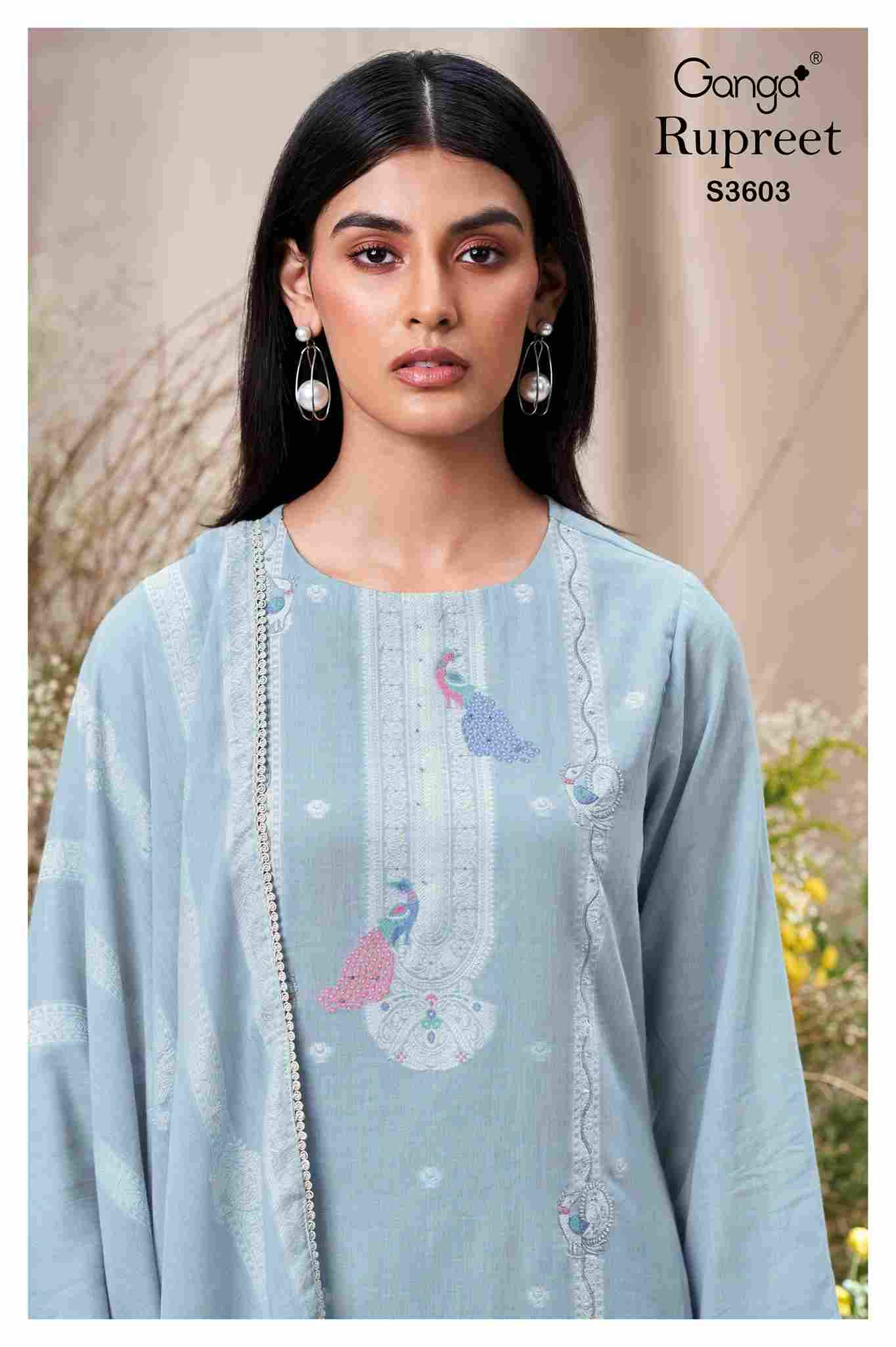 Rupreet-3603 By Ganga Fashion 3603-A To 3603-C Series Beautiful Festive Suits Colorful Stylish Fancy Casual Wear & Ethnic Wear Mal Cotton Jacqaurd Dresses At Wholesale Price