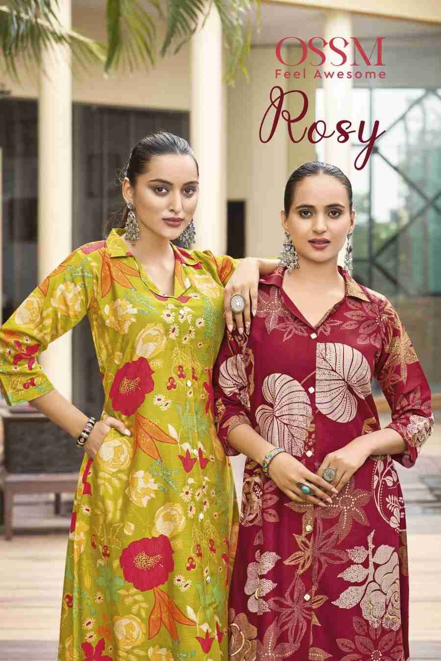 Rosy By Ossm 1001 To 1006 Series Designer Stylish Fancy Colorful Beautiful Party Wear & Ethnic Wear Collection Vatican Print Kurtis With Bottom At Wholesale Price