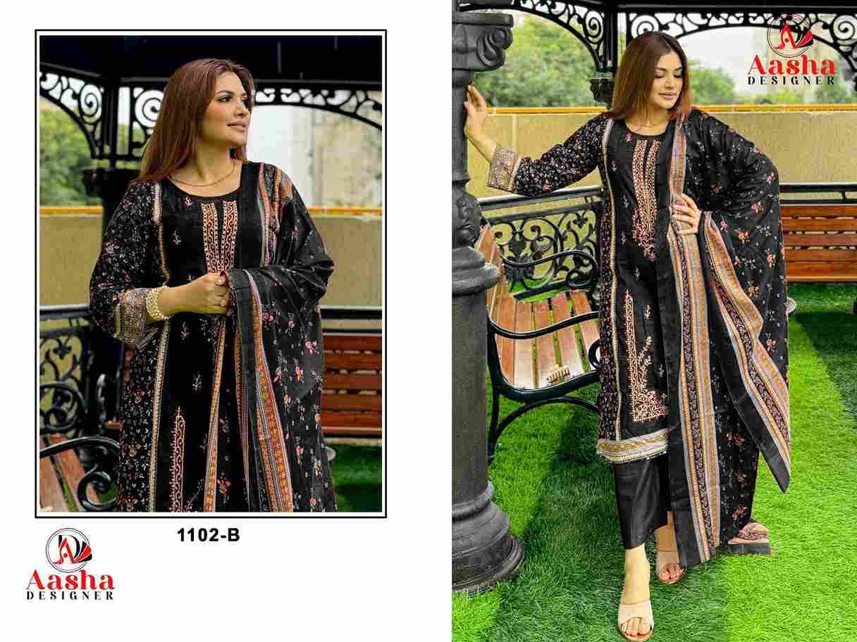 Riwayat Premium By Aasha Designer 1102-A To 1102-C Series Beautiful Pakistani Suits Stylish Fancy Colorful Party Wear & Occasional Wear Pure Cotton Print Dresses At Wholesale Price