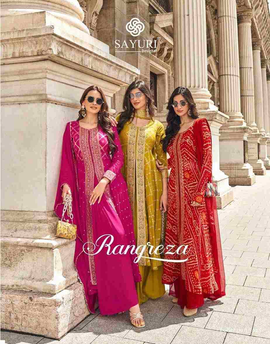 Rangreza By Sayuri 5598 To 5600 Series Beautiful Sharara Suits Colorful Stylish Fancy Casual Wear & Ethnic Wear Viscose Jacquard Silk Embroidery Dresses At Wholesale Price