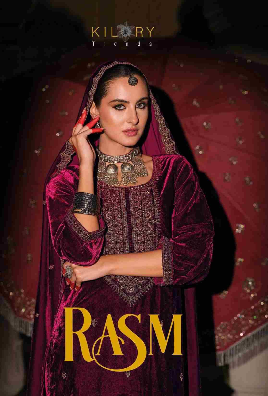 Rasm By Kilory 1201 To 1206 Series Beautiful Festive Suits Colorful Stylish Fancy Casual Wear & Ethnic Wear Premium Velvet Dresses At Wholesale Price