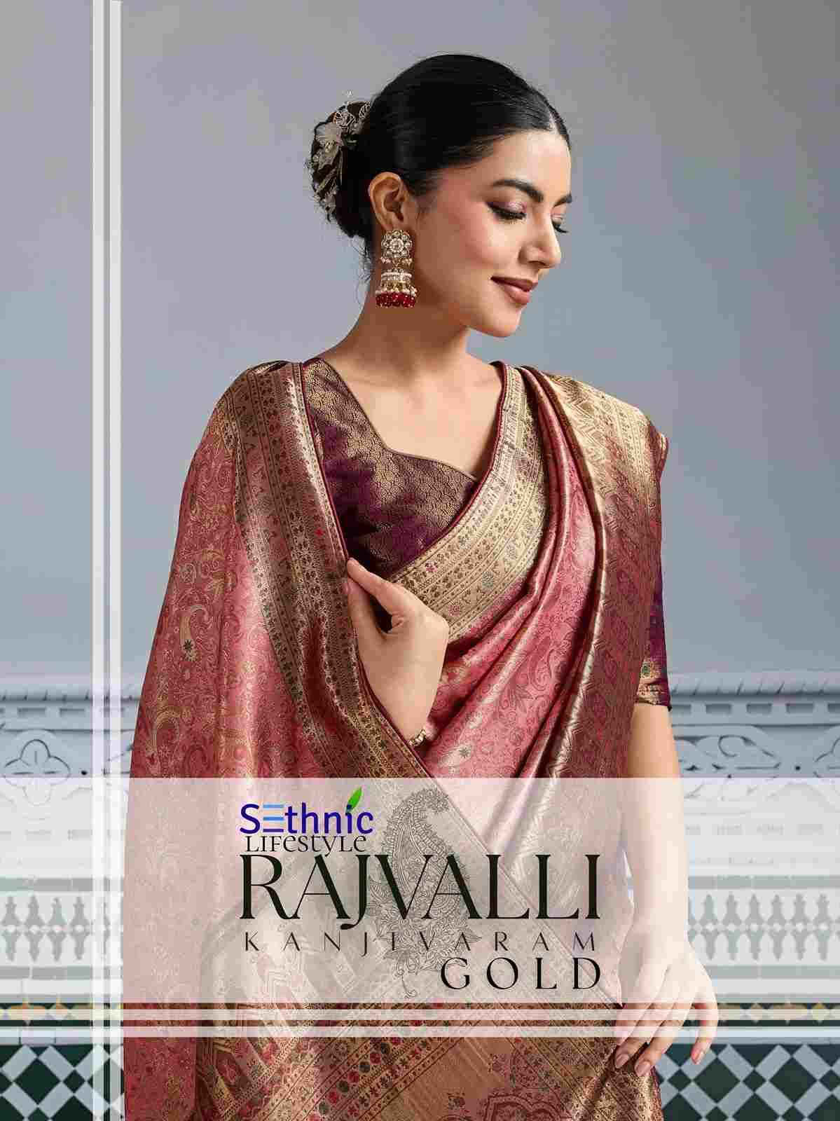 Rajvalli Gold By Sethnic 76001-A To 76001-D Series Indian Traditional Wear Collection Beautiful Stylish Fancy Colorful Party Wear & Occasional Wear Kanjivaram Silk Sarees At Wholesale Price