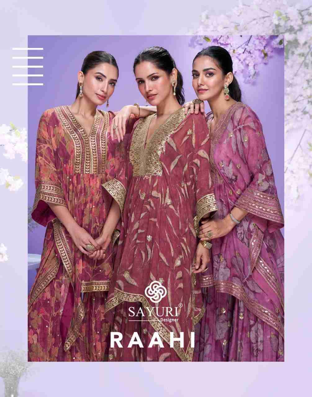 Raahi By Sayuri 10059 To 10061 Series Designer Stylish Fancy Colorful Beautiful Party Wear & Ethnic Wear Collection Premium Georgette Kaftan With Gharara At Wholesale Price
