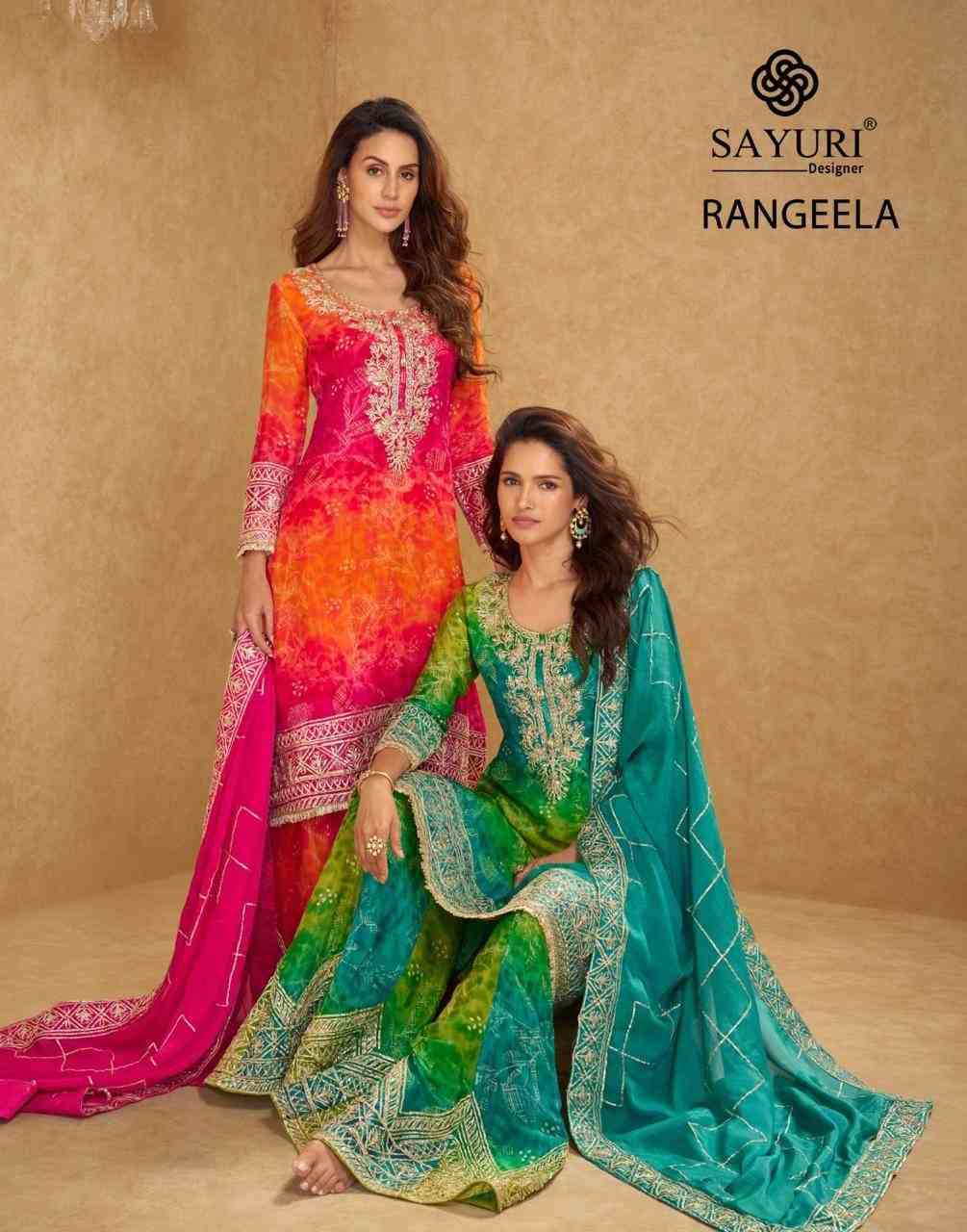 Rangeela By Sayuri 5814 To 5815 Series Designer Sharara Suits Collection Beautiful Stylish Fancy Colorful Party Wear & Occasional Wear Chinnon Silk Dresses At Wholesale Price