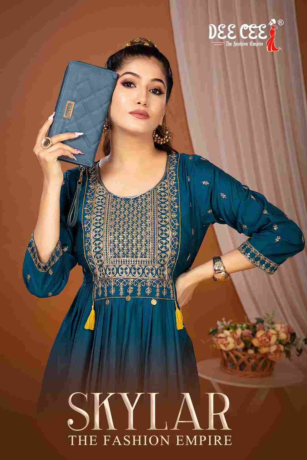 Skylar By Dee Cee 101 To 106 Series Designer Stylish Fancy Colorful Beautiful Party Wear & Ethnic Wear Collection Roman Silk Kurtis At Wholesale Price