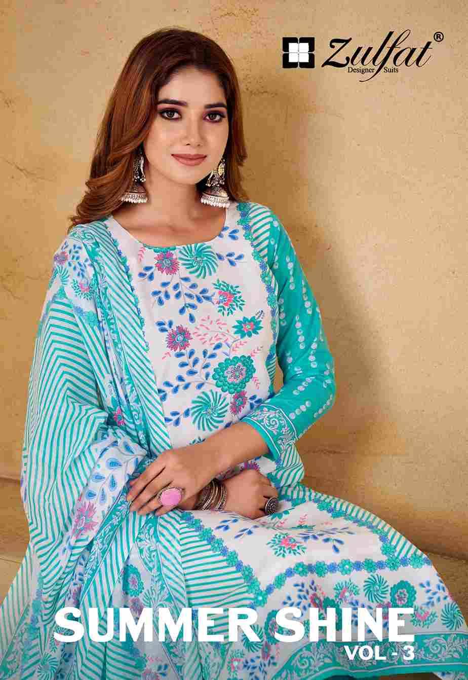 Summer Shine Vol-3 By Zulfat 666-001 To 666-004 Series Beautiful Festive Suits Stylish Fancy Colorful Casual Wear & Ethnic Wear Pure Cotton Print Dresses At Wholesale Price