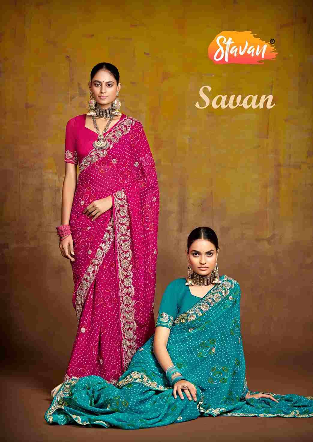 Savan By Stavan 1001 To 1005 Series Indian Traditional Wear Collection Beautiful Stylish Fancy Colorful Party Wear & Occasional Wear Georgette Sarees At Wholesale Price