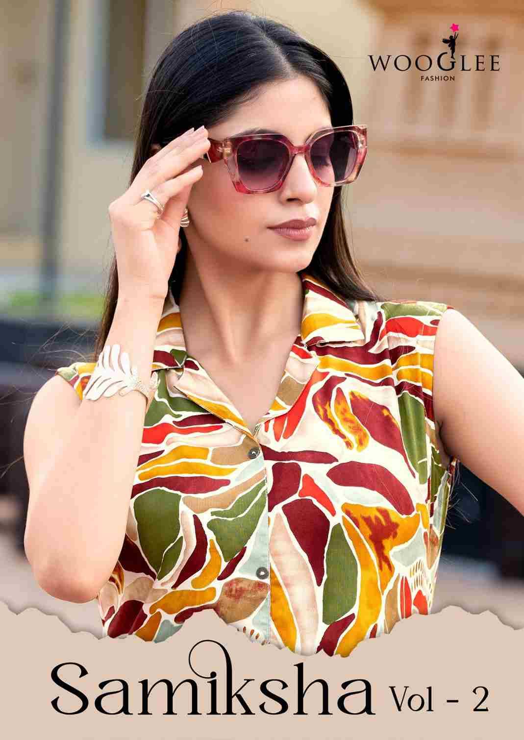 Samiksha Vol-2 By Wooglee 2007 To 2012 Series Designer Pakistani Suits Collection Beautiful Stylish Fancy Colorful Party Wear & Occasional Wear Rayon Print Print With Bottom At Wholesale Price