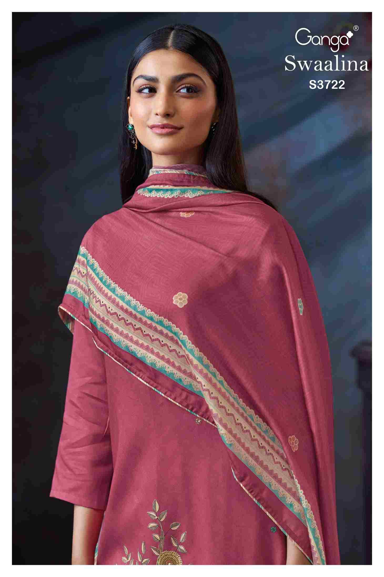 Swaalina-3722 By Ganga Fashion 3722-A To 3722-D Series Beautiful Festive Suits Colorful Stylish Fancy Casual Wear & Ethnic Wear Pure Cotton Satin Dresses At Wholesale Price
