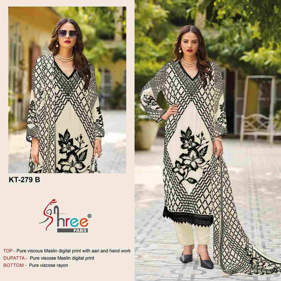 Shree Fabs Hit Design KT-279 Colours By Shree Fabs KT-279-A To KT-279-B Series Designer Pakistani Suits Beautiful Fancy Stylish Colorful Party Wear & Occasional Wear Pure Viscose Muslin Embroidery Dresses At Wholesale Price