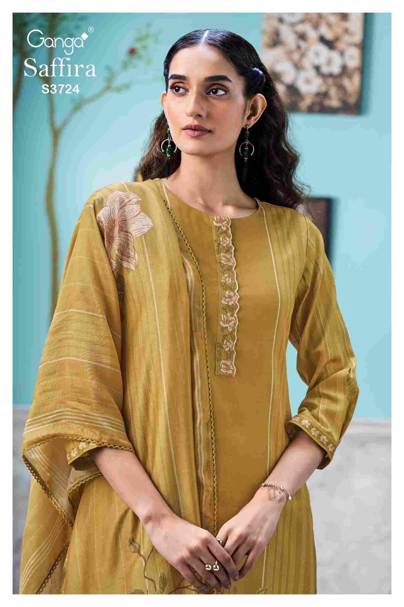 Saffira-3724 By Ganga Fashion 3724-A To 3724-D Series Beautiful Festive Suits Colorful Stylish Fancy Casual Wear & Ethnic Wear Premium Cotton Satin Dresses At Wholesale Price