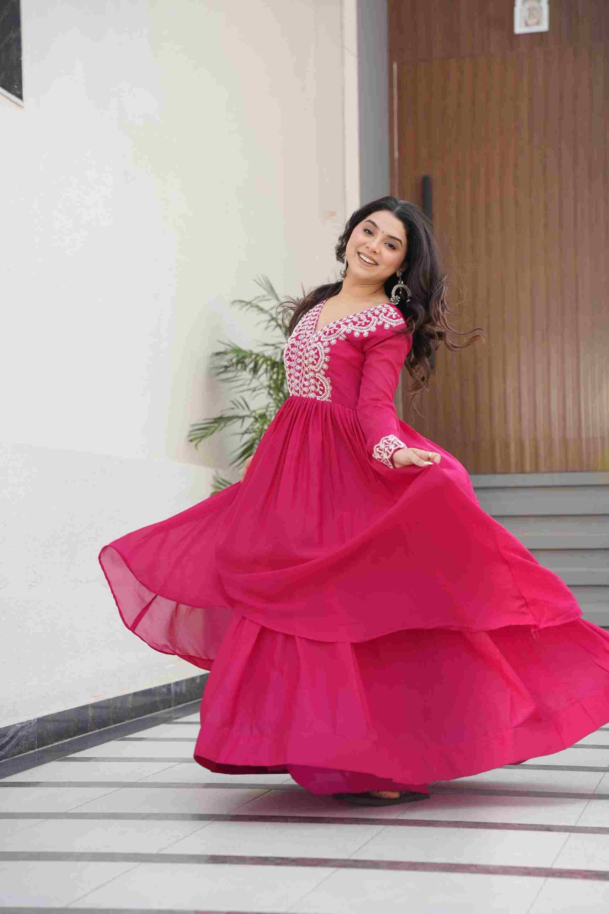 Sf-1052 By Fashid Wholesale 01 To 02 Designer Beautiful Collection Occasional Wear & Party Wear Georgette Gowns At Wholesale Price