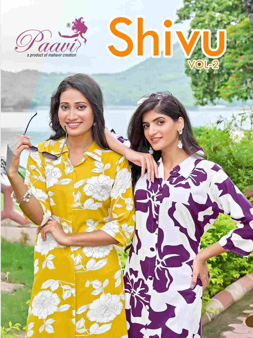 Shivu Vol-2 By Paavi 1001 To 1010 Series Designer Stylish Fancy Colorful Beautiful Party Wear & Ethnic Wear Collection Rayon Print Kurtis With Bottom At Wholesale Price
