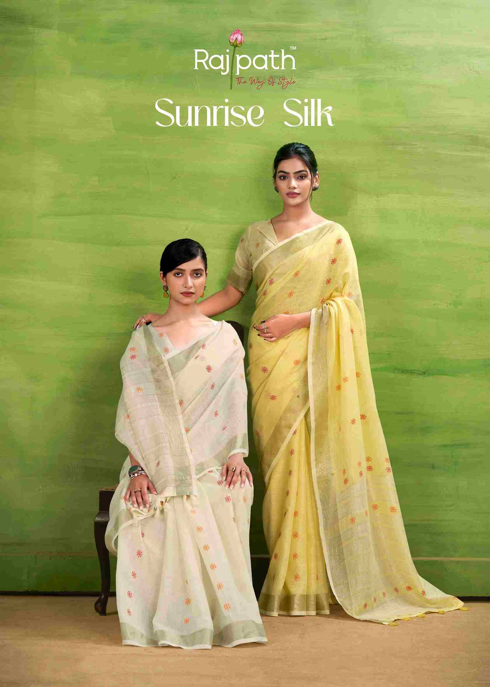 Sunrise Silk By Rajpath 406 To 411 Series Indian Traditional Wear Collection Beautiful Stylish Fancy Colorful Party Wear & Occasional Wear Linen Silk Sarees At Wholesale Price