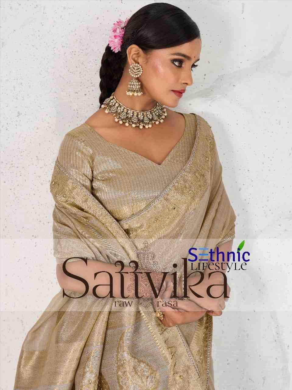 Sattvika By Sethnic 90001 To 90004 Series Indian Traditional Wear Collection Beautiful Stylish Fancy Colorful Party Wear & Occasional Wear Tissue Linen Sarees At Wholesale Price