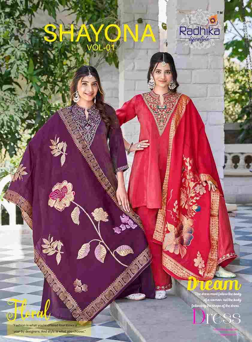 Shayona Vol-1 By Radhika Lifestyle 1001 To 1004 Series Beautiful Festive Suits Colorful Stylish Fancy Casual Wear & Ethnic Wear Simmer With Work Dresses At Wholesale Price