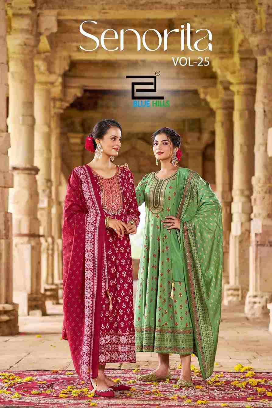 Senorita Vol-25 By Blue Hills 25001 To 25006 Series Designer Stylish Fancy Colorful Beautiful Party Wear & Ethnic Wear Collection Rayon Foil Gowns With Dupatta At Wholesale Price