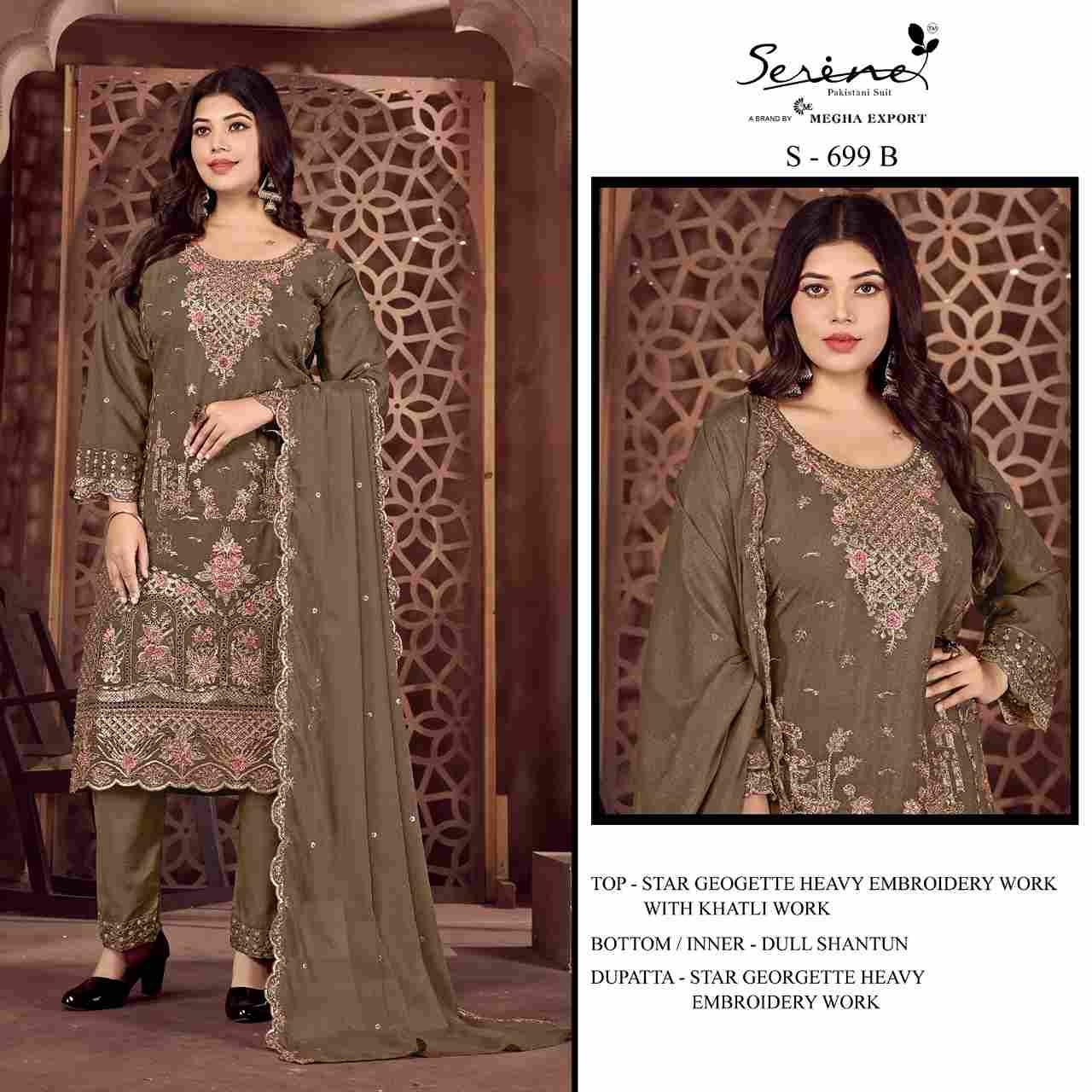 Serene Hit Design S-699 Colours By Serene S-699-A To S-699-D Series Designer Pakistani Suits Beautiful Fancy Colorful Stylish Party Wear & Occasional Wear Faux Georgette Embroidered Dresses At Wholesale Price
