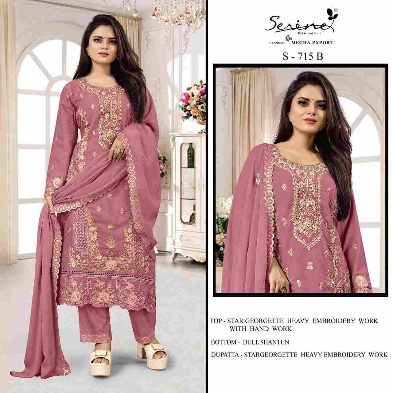 Serene Hit Design S-715 Colours By Serene S-715-A To S-715-D Series Designer Pakistani Suits Beautiful Fancy Colorful Stylish Party Wear & Occasional Wear Faux Georgette Embroidered Dresses At Wholesale Price