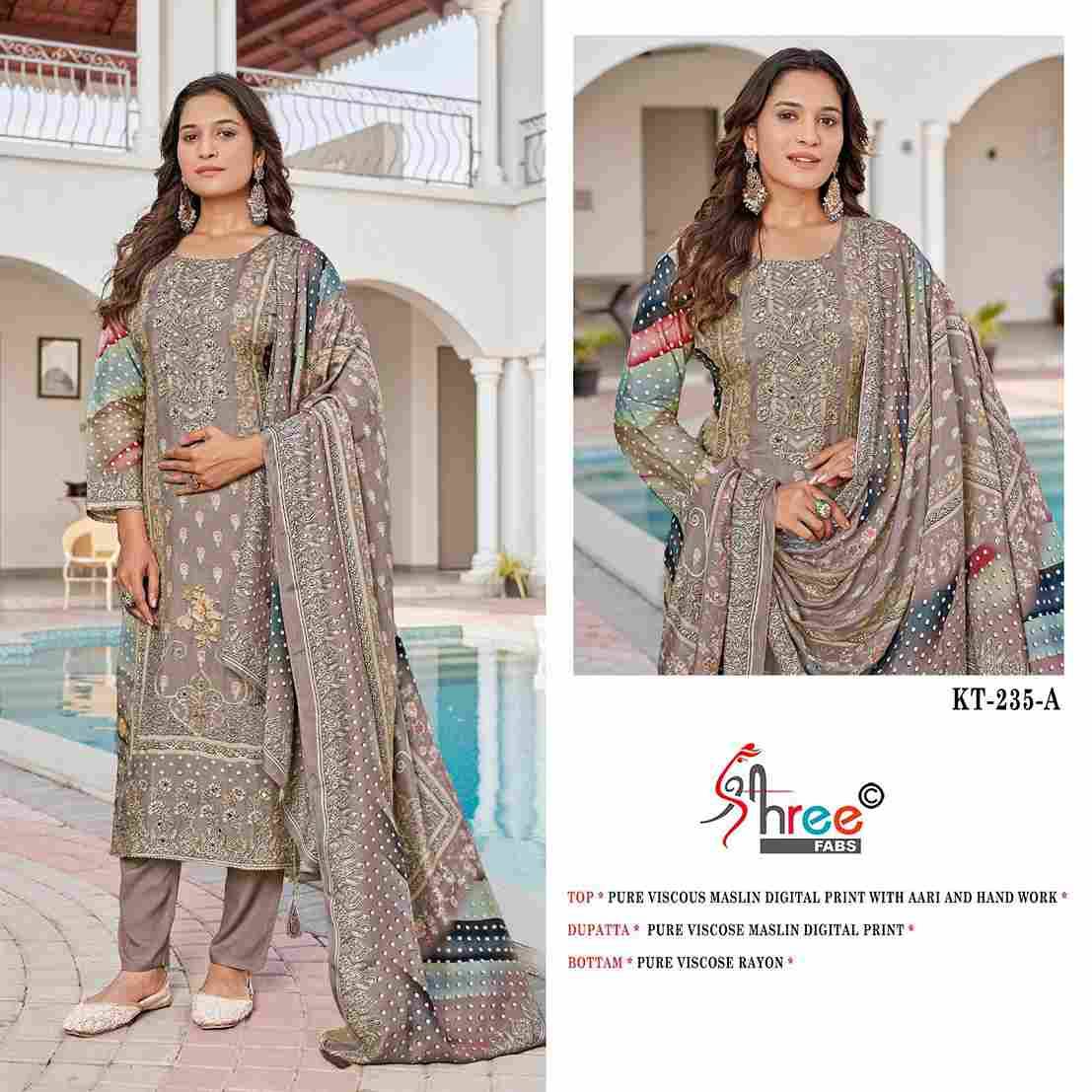 Shree Fabs Hit Design KT-235 Colours By Shree Fabs KT-235 To KT-235-C Series Designer Pakistani Suits Beautiful Fancy Stylish Colorful Party Wear & Occasional Wear Pure Viscose Muslin Embroidery Dresses At Wholesale Price