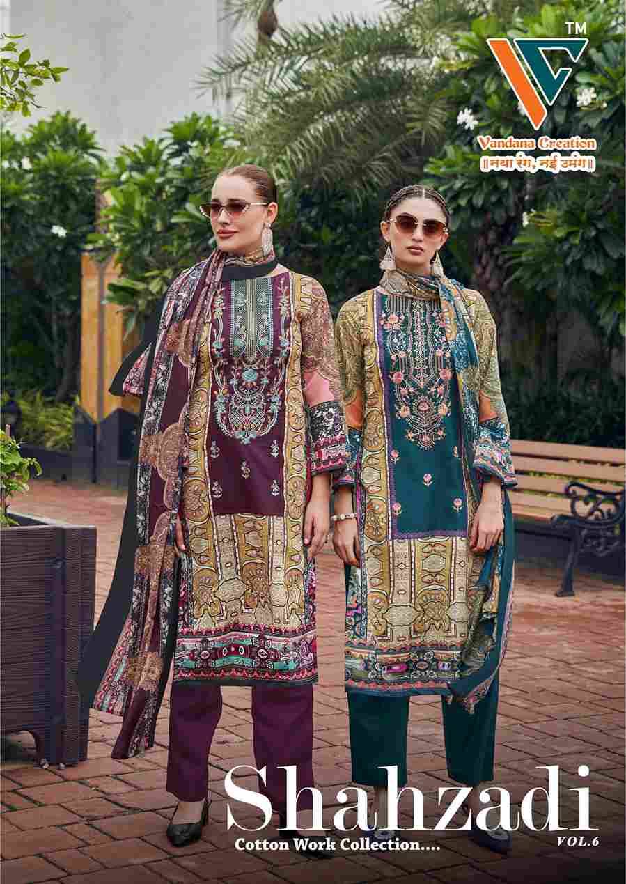 Shahzadi Vol-6 By Vandana Creation 1001 To 1008 Series Beautiful Festive Suits Stylish Fancy Colorful Casual Wear & Ethnic Wear Cotton Print Dresses At Wholesale Price
