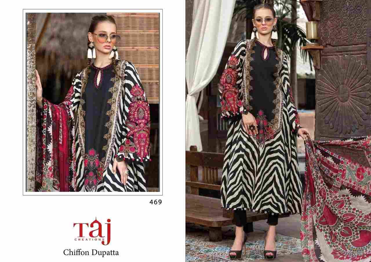 Taj Hit Design 469 By Taj Creation Beautiful Pakistani Suits Colorful Stylish Fancy Casual Wear & Ethnic Wear Pure Cotton Print With Embroidered Dresses At Wholesale Price