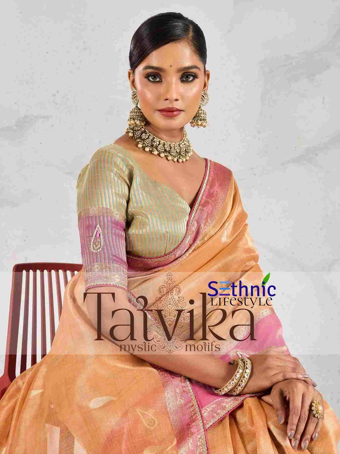 Tatvika By Sethnic 92001 To 92004 Series Indian Traditional Wear Collection Beautiful Stylish Fancy Colorful Party Wear & Occasional Wear Tissue Linen Sarees At Wholesale Price