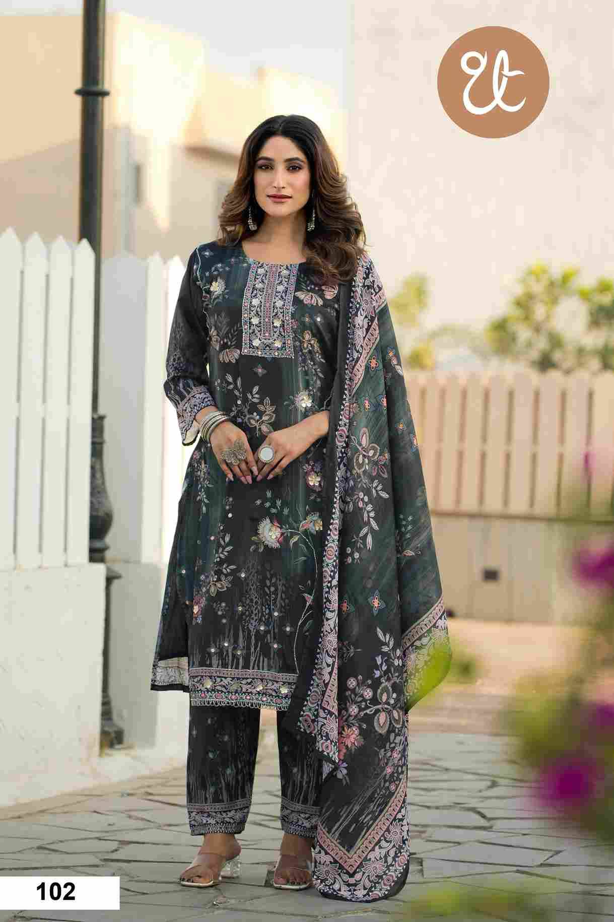 Thread Thrill 101 Series By Thread Thrill 101 To 104 Series Beautiful Festive Suits Colorful Stylish Fancy Casual Wear & Ethnic Wear Chinnon Dresses At Wholesale Price