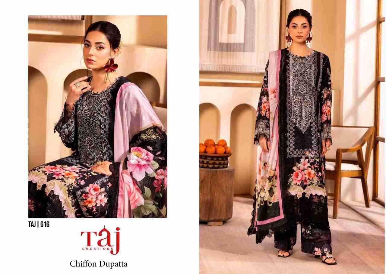 Taj Hit Design 616 By Taj Creation Beautiful Pakistani Suits Colorful Stylish Fancy Casual Wear & Ethnic Wear Pure Cotton Print With Embroidered Dresses At Wholesale Price