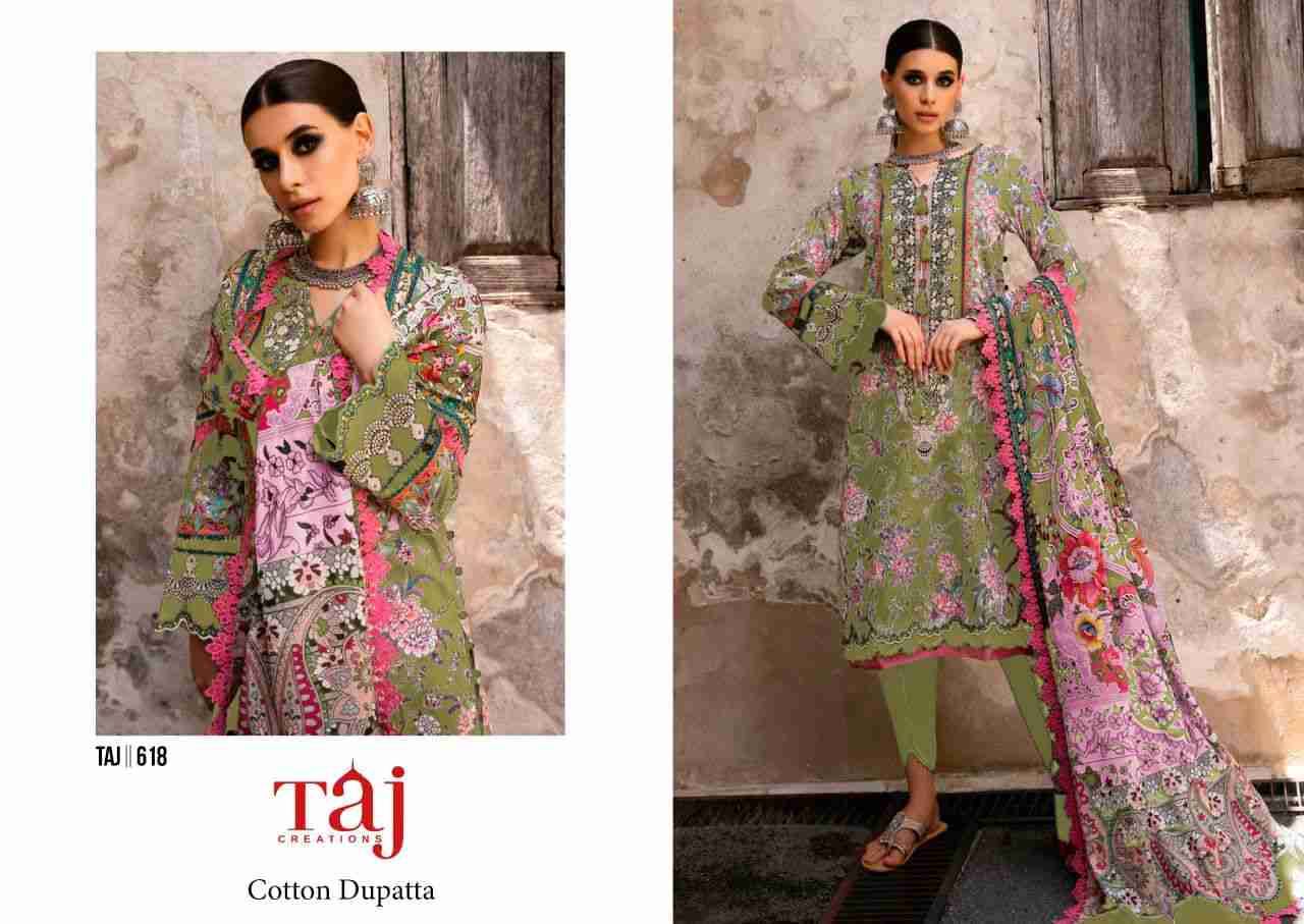 Taj 617 Series By Taj Creation 617 To 618 Series Beautiful Pakistani Suits Colorful Stylish Fancy Casual Wear & Ethnic Wear Pure Cotton Print With Embroidered Dresses At Wholesale Price