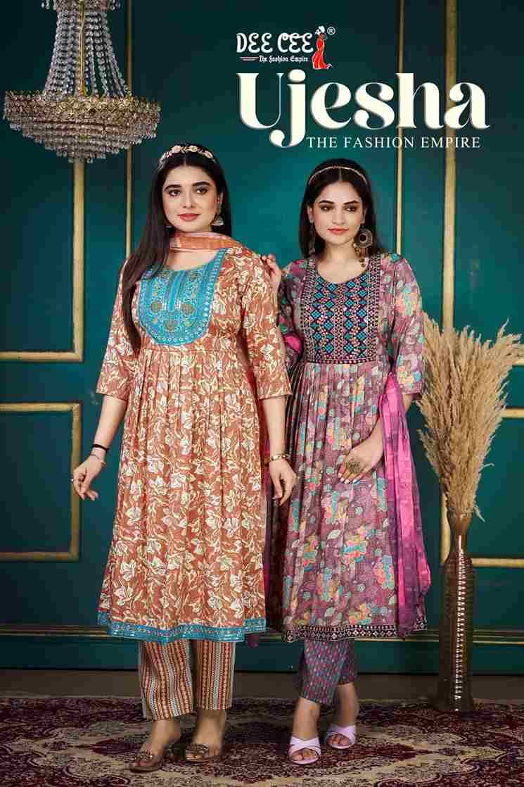 Ujesha By Dee Cee 101 To 106 Series Beautiful Anarkali Suits Stylish Fancy Colorful Casual Wear & Ethnic Wear Rayon Foil Dresses At Wholesale Price