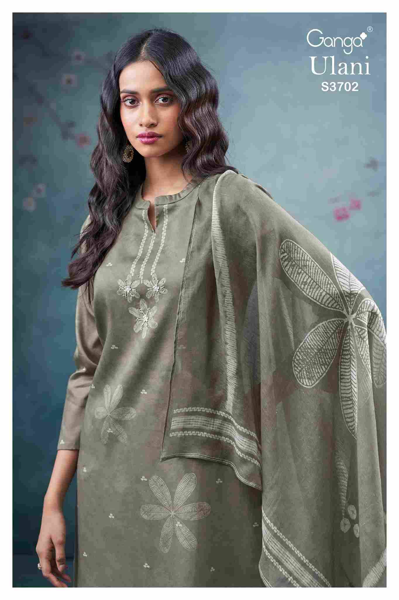 Ulani-3702 By Ganga Fashion 3702-A To 3702-D Series Beautiful Festive Suits Colorful Stylish Fancy Casual Wear & Ethnic Wear Premium Cotton Satin Dresses At Wholesale Price