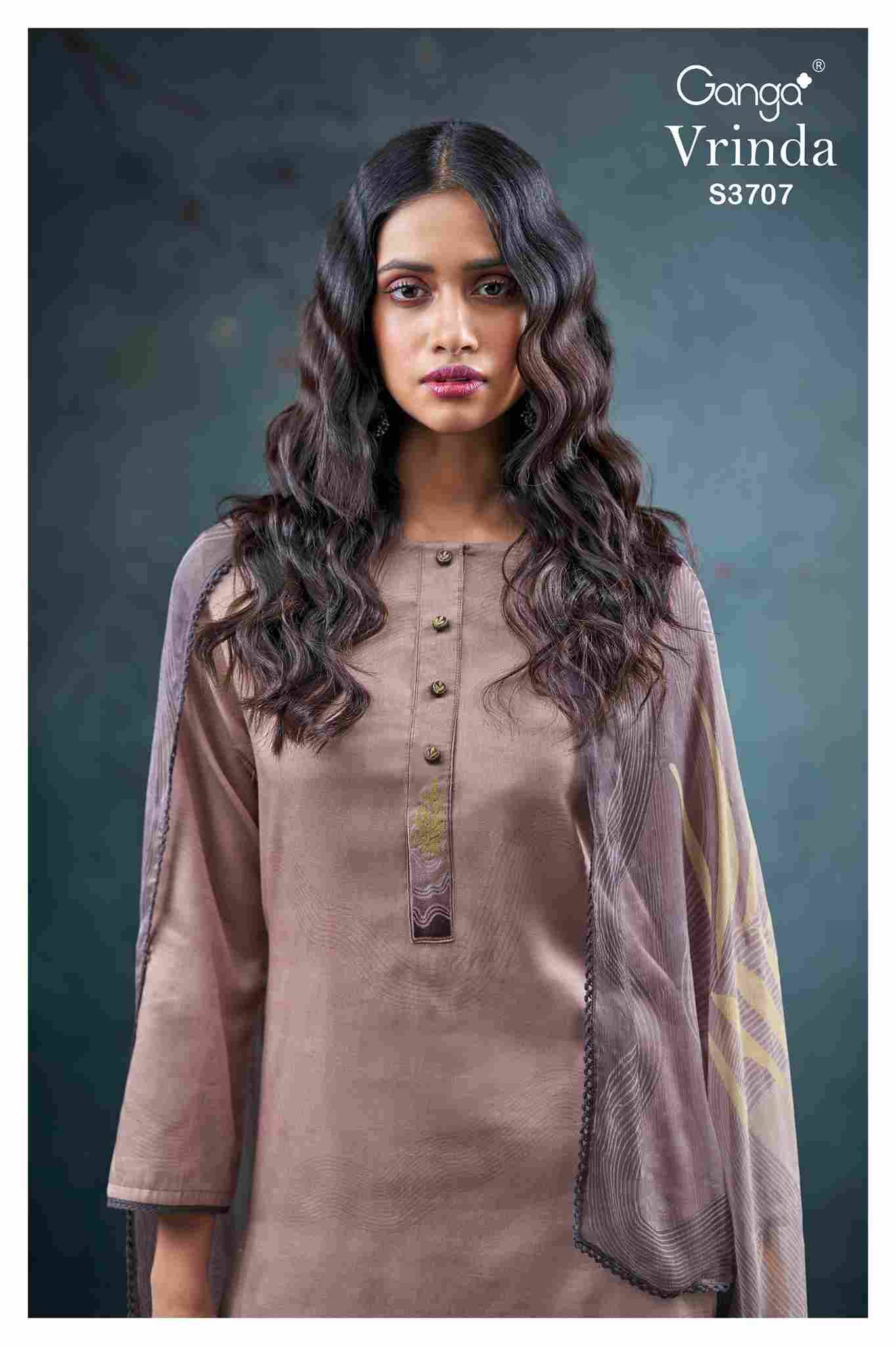 Vrinda-3707 By Ganga Fashion 3707-A To 3707-D Series Beautiful Festive Suits Colorful Stylish Fancy Casual Wear & Ethnic Wear Pure Cotton Satin Dresses At Wholesale Price