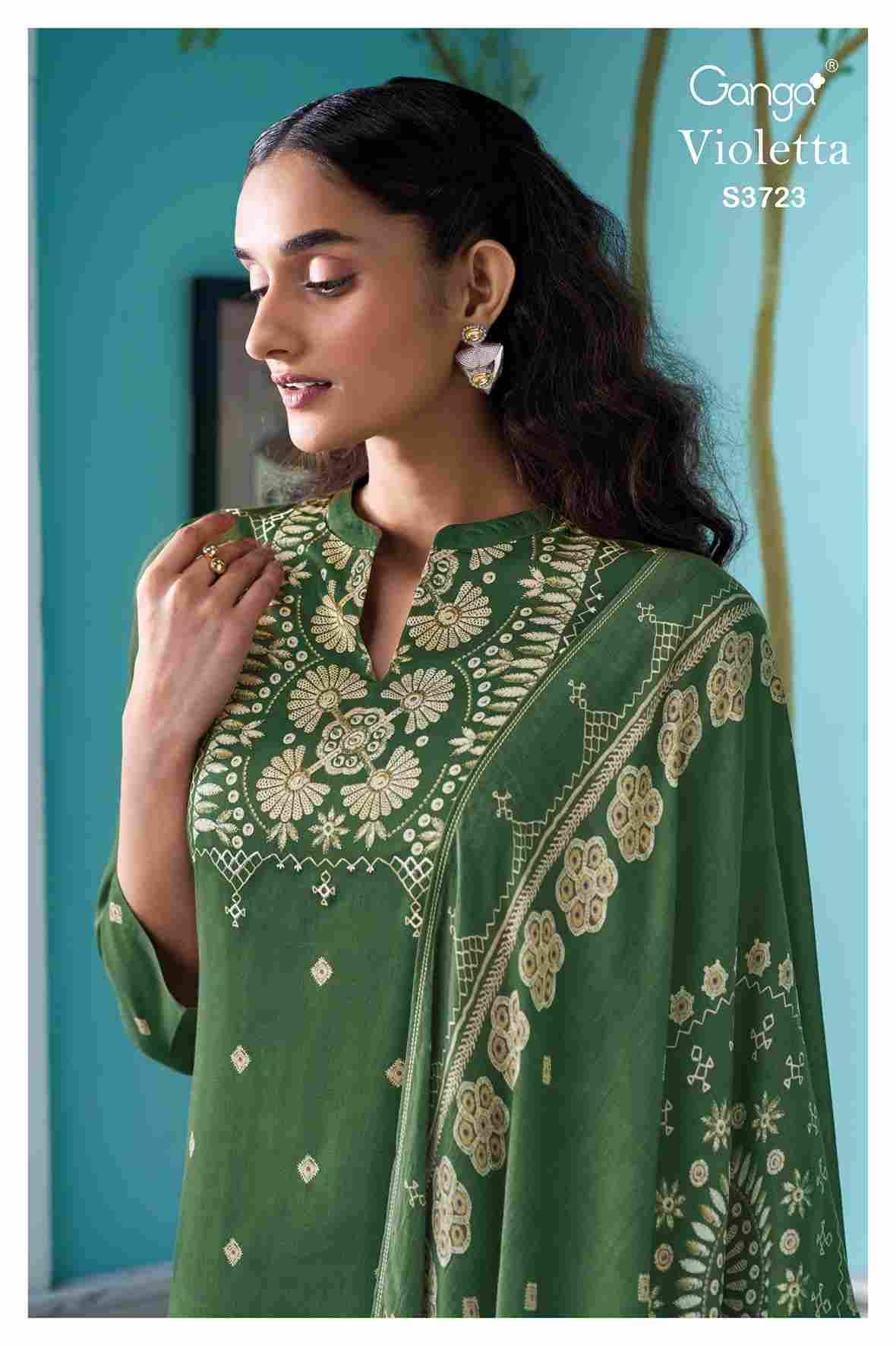 Violetta-3723 By Ganga Fashion 3723-A To 3723-D Series Beautiful Festive Suits Colorful Stylish Fancy Casual Wear & Ethnic Wear Pure Cotton Satin Dresses At Wholesale Price