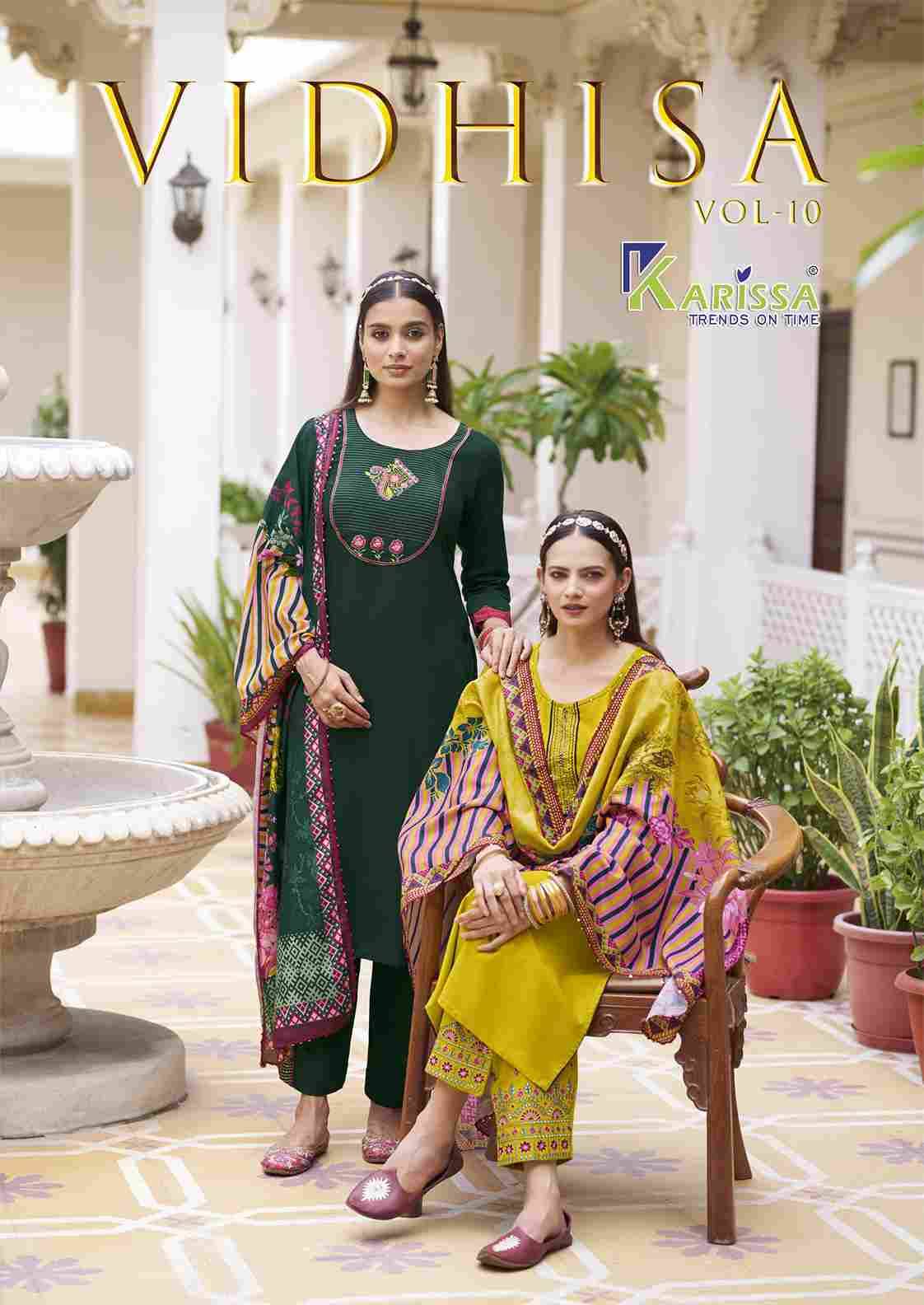 Vidisha Vol-10 By Karissa 10001 To 10006 Series Designer Festive Suits Beautiful Stylish Fancy Colorful Party Wear & Occasional Wear Rayon Dresses At Wholesale Price