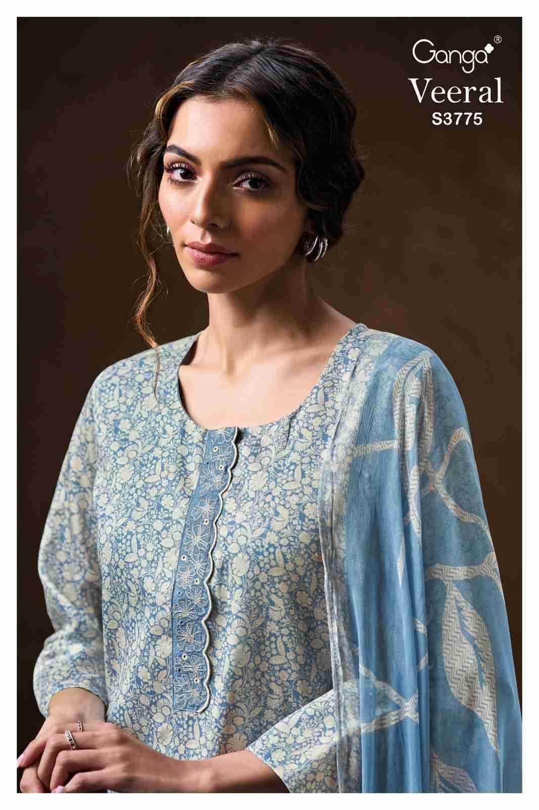 Veeral-3775 By Ganga Fashion 3775-A To 3775-D Series Beautiful Festive Suits Colorful Stylish Fancy Casual Wear & Ethnic Wear Cotton Satin Dresses At Wholesale Price