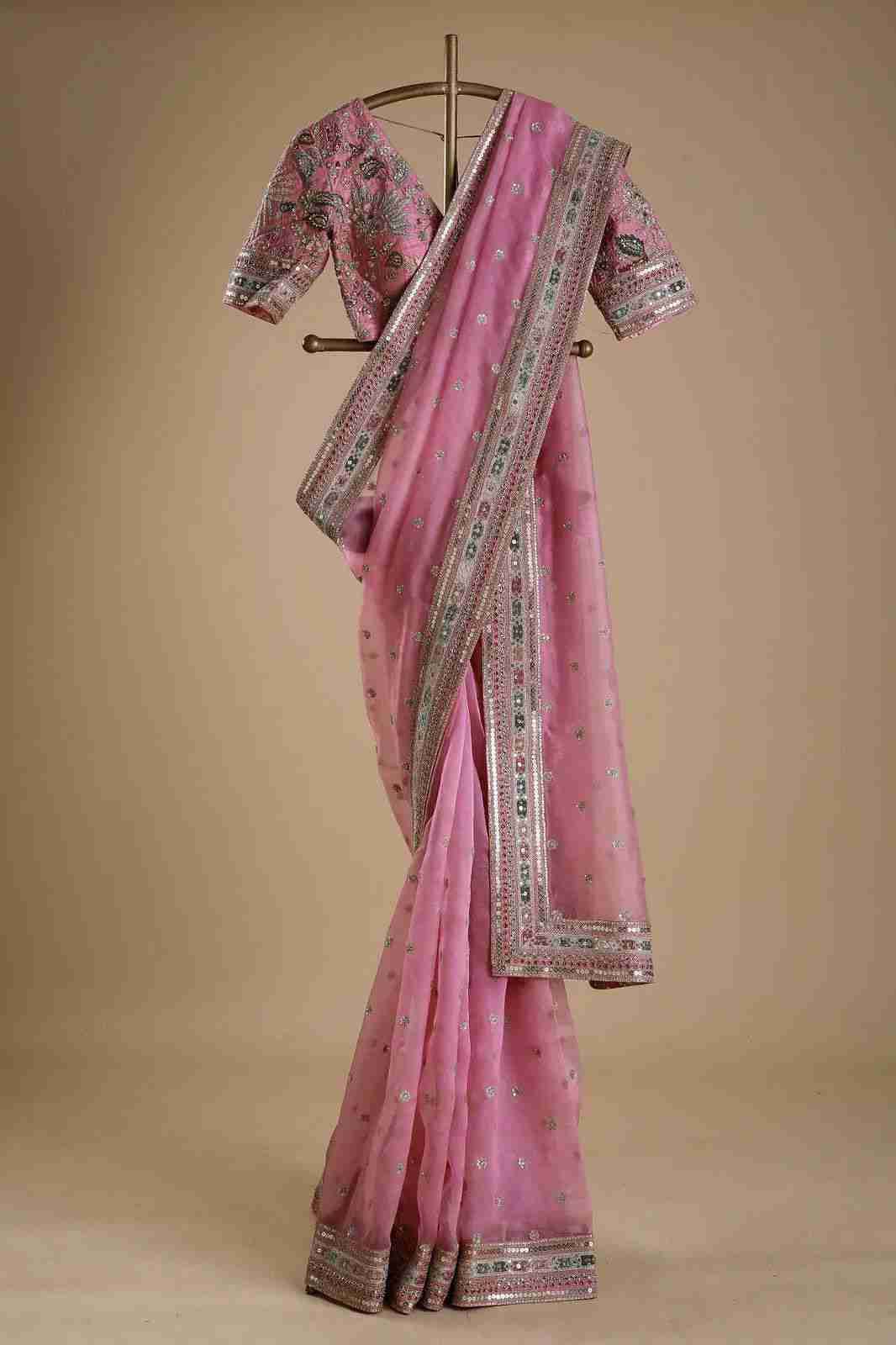 Vs-Gulmor By Fashid Wholesale 01 To 04 Series Indian Traditional Wear Collection Beautiful Stylish Fancy Colorful Party Wear & Occasional Wear Pure Organza Silk Sarees At Wholesale Price