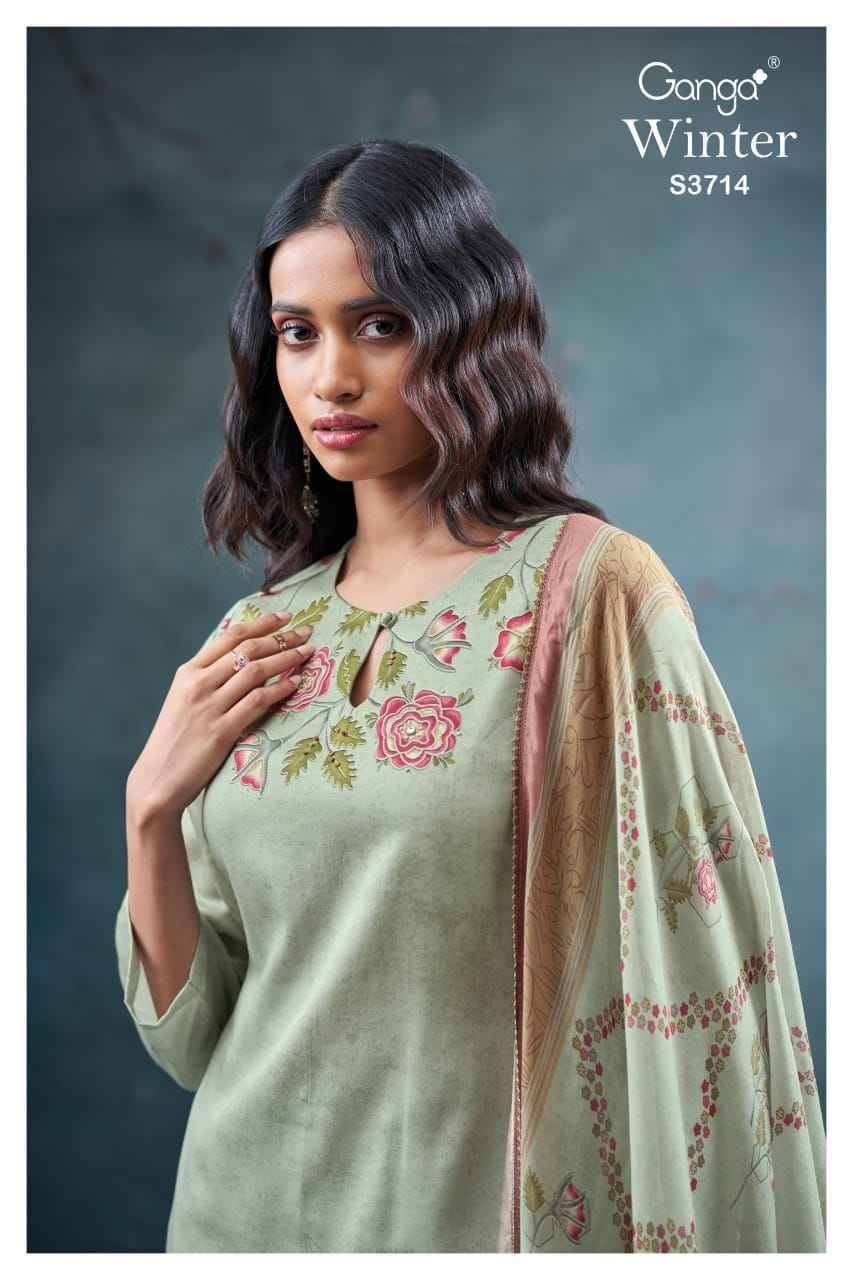 Winter-3714 By Ganga Fashion 3714-A To 3714-D Series Beautiful Festive Suits Colorful Stylish Fancy Casual Wear & Ethnic Wear Premium Cotton Satin Dresses At Wholesale Price