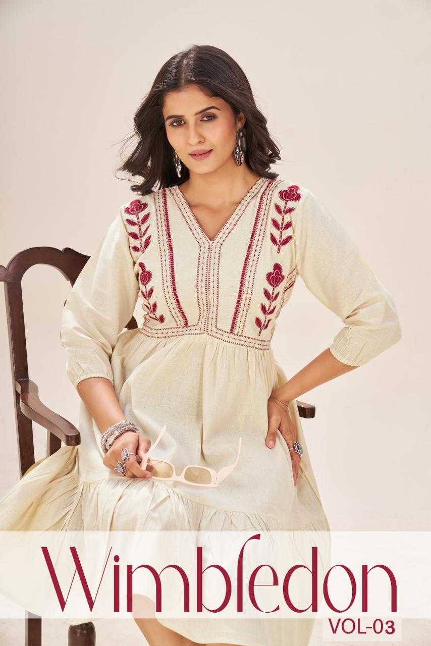 Wimbledon Vol-3 By Blue Hills 3001 To 3004 Series Beautiful Stylish Fancy Colorful Casual Wear & Ethnic Wear Cotton Flex Kurtis At Wholesale Price