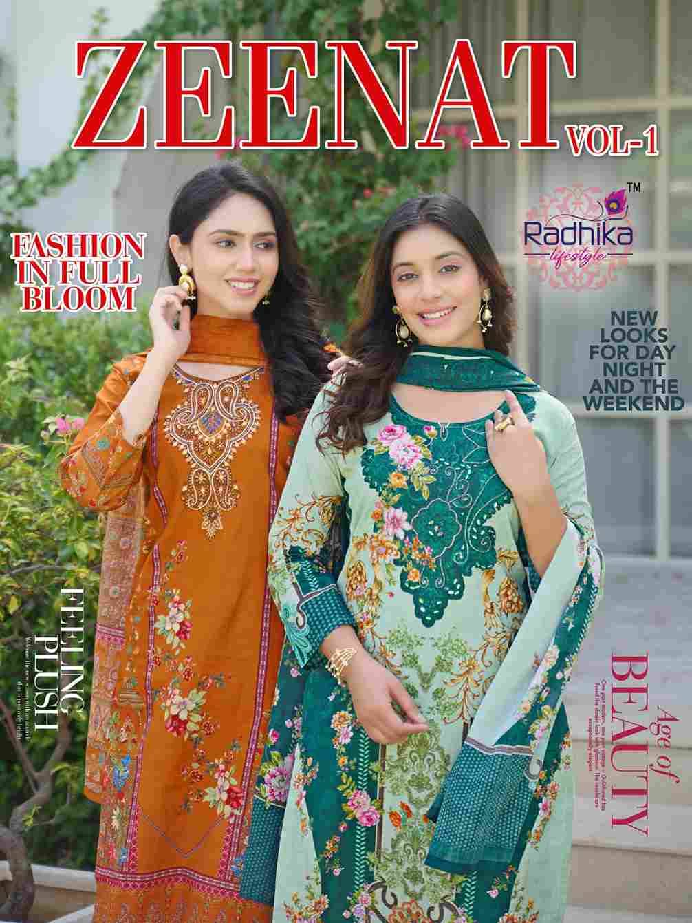 Zeenat Vol-1 By Radhika Lifestyle 1001 To 1007 Series Beautiful Festive Suits Colorful Stylish Fancy Casual Wear & Ethnic Wear Pure Cotton Dresses At Wholesale Price