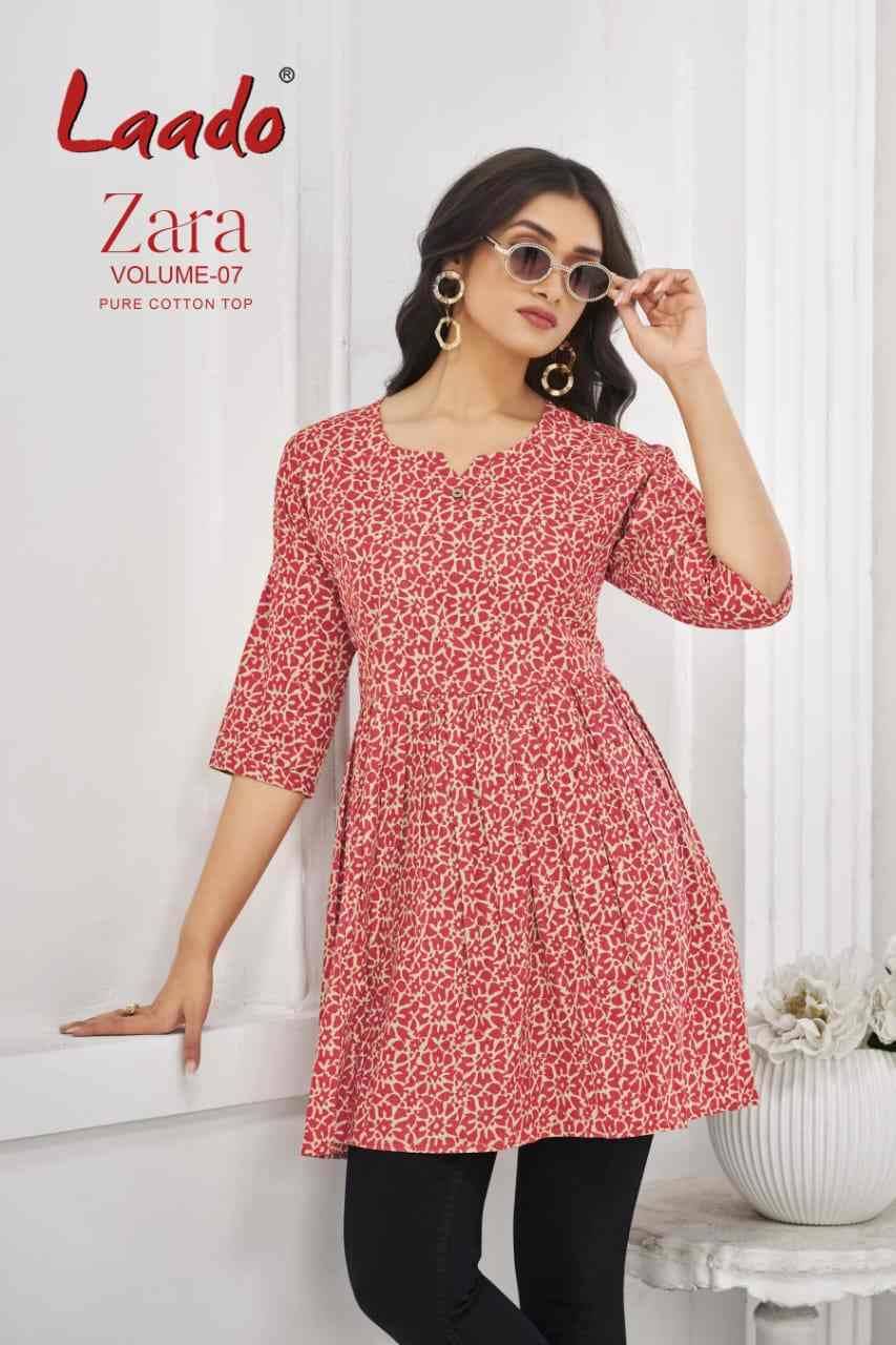 Zara Vol-7 By Laado 7001 To 7012 Series Designer Stylish Fancy Colorful Beautiful Party Wear & Ethnic Wear Collection Cotton Printed Tops At Wholesale Price