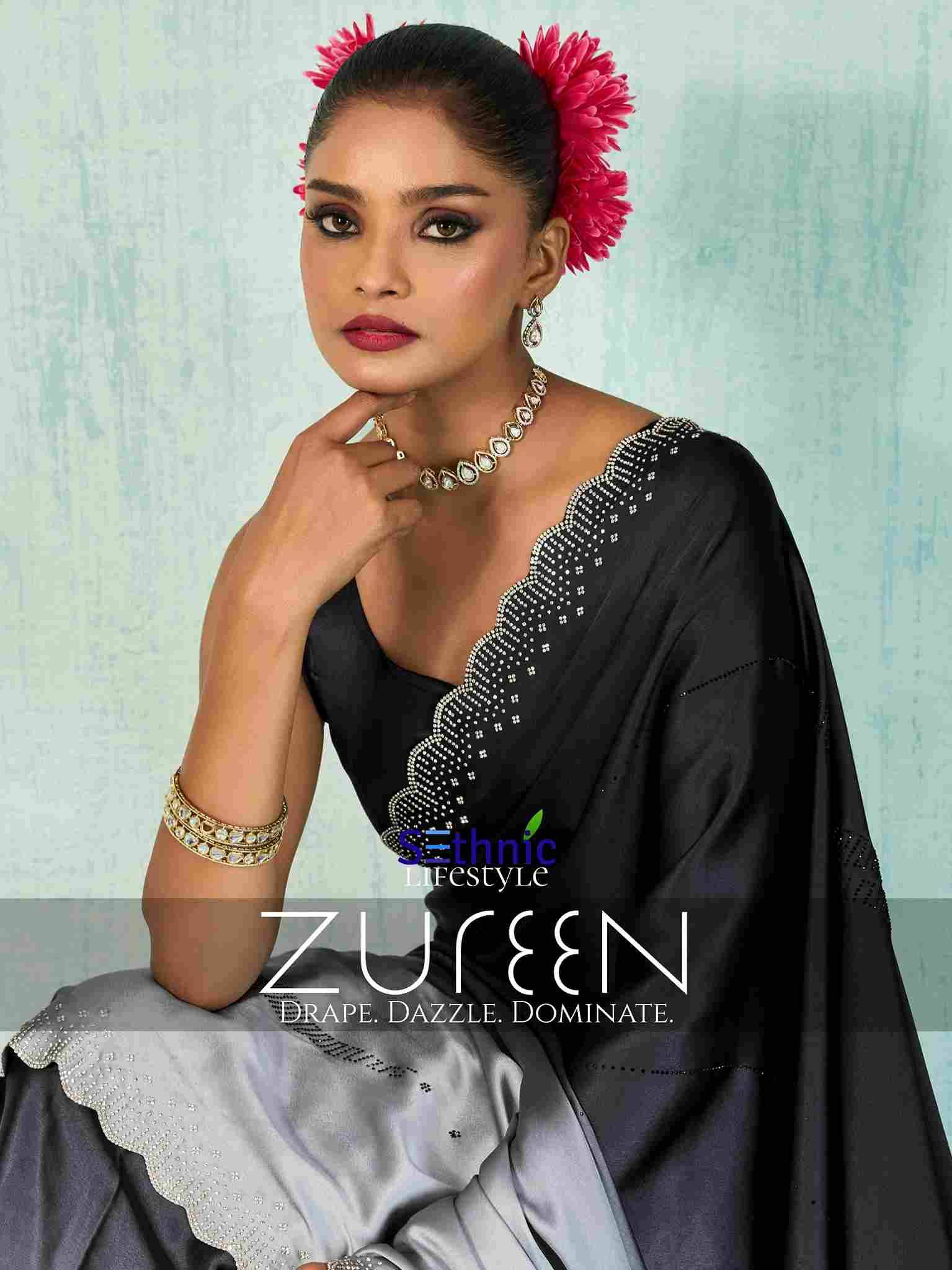Zureen By Sethnic 93001 To 93002 Series Indian Traditional Wear Collection Beautiful Stylish Fancy Colorful Party Wear & Occasional Wear Japan Satin Sarees At Wholesale Price