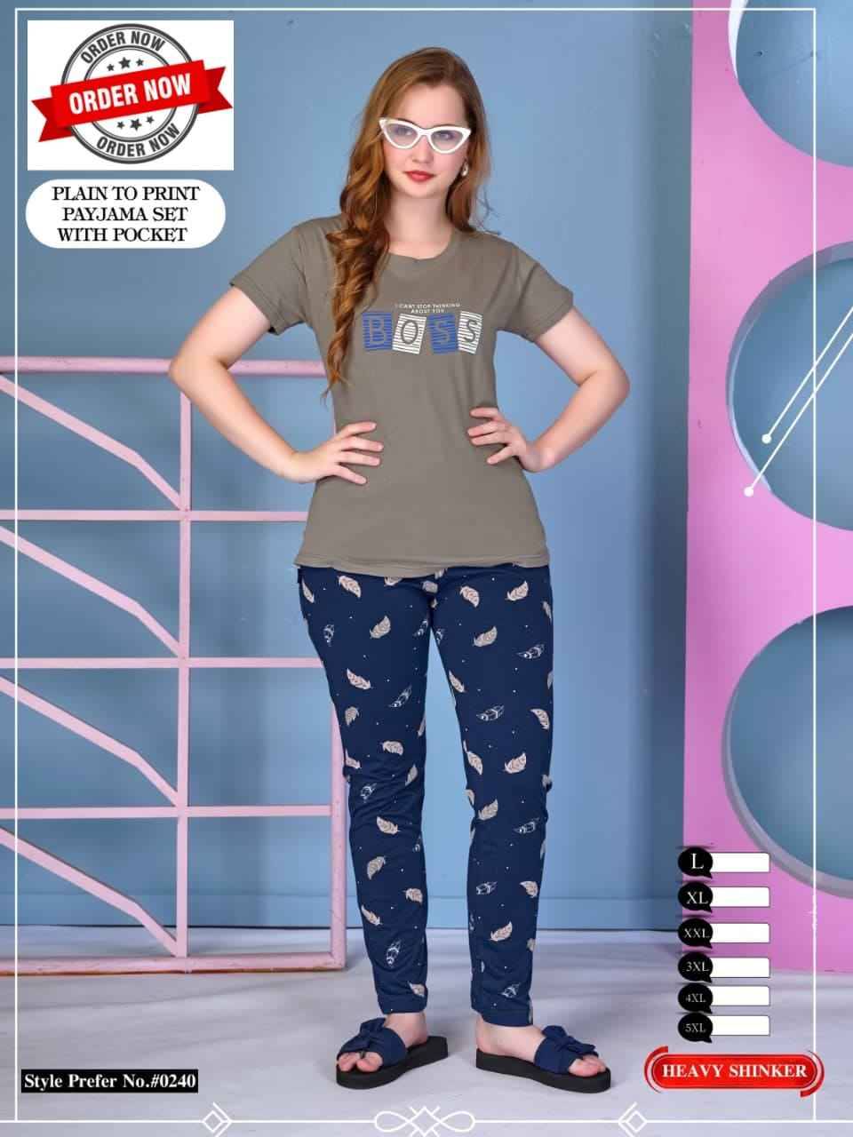 240 By Kaamiri 240-A To 240-F Series Designer Stylish Fancy Colorful Beautiful Party Wear & Ethnic Wear Collection Heavy Hosiery Cotton Night Suits At Wholesale Price