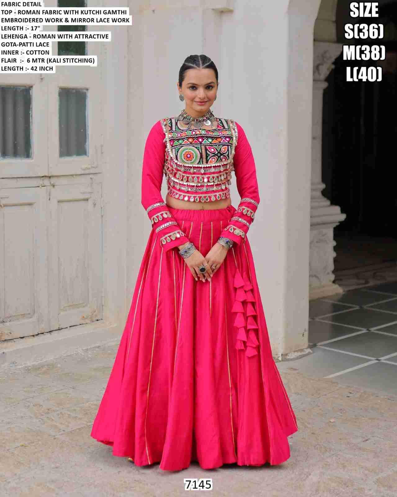 7145 By Fashid Wholesale 7145-A To 7145-E Series Navratri Wear Collection Beautiful Stylish Colorful Fancy Party Wear & Occasional Wear Roman Lehengas At Wholesale Price