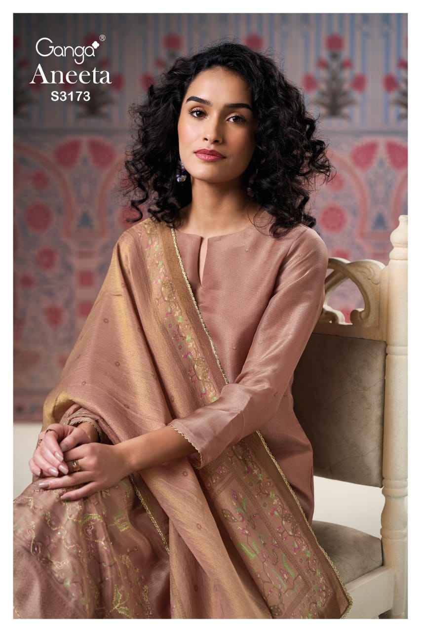 Aneeta-3173 By Ganga Fashion 3173-A To 3173-D Series Beautiful Festive Suits Colorful Stylish Fancy Casual Wear & Ethnic Wear Pure Bemberg Silk Jacquard Dresses At Wholesale Price