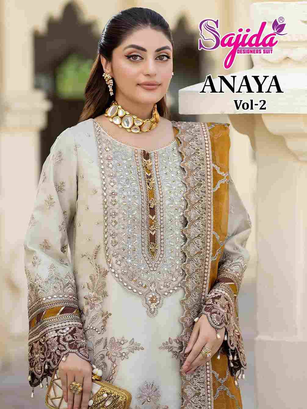 Anaya Vol-2 By Sajida Designer Suit 1051 To 1053 Series Designer Pakistani Suits Beautiful Fancy Stylish Colorful Party Wear & Occasional Wear Faux Georgette With Embroidery Dresses At Wholesale Price