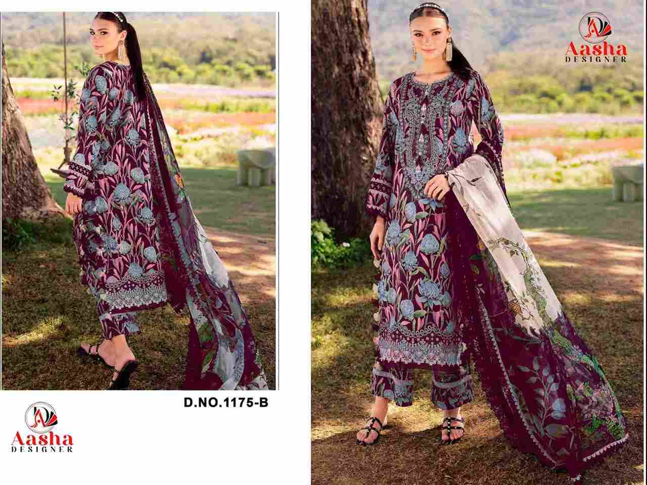 Aasha 1175 Colours By Aasha Designer 1175-A To 1175-B Series Pakistani Suits Beautiful Fancy Colorful Stylish Party Wear & Occasional Wear Pure Cotton Embroidery Dresses At Wholesale Price