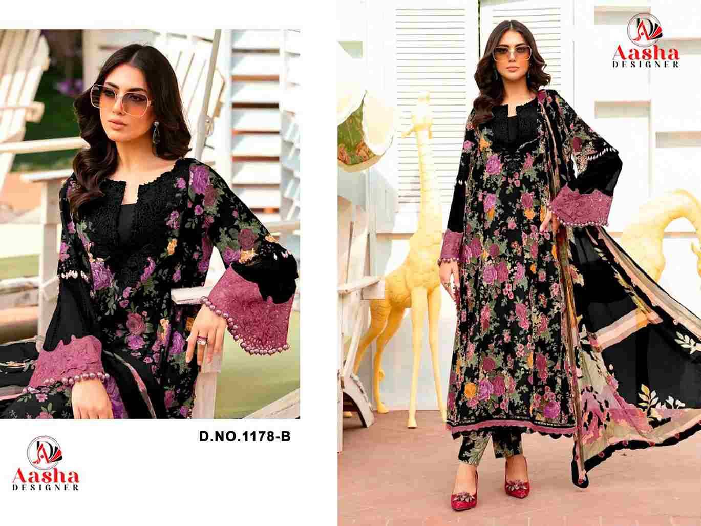 Aasha 1178 Colours By Aasha Designer 1178-A To 1178-B Series Pakistani Suits Beautiful Fancy Colorful Stylish Party Wear & Occasional Wear Pure Cotton Embroidery Dresses At Wholesale Price