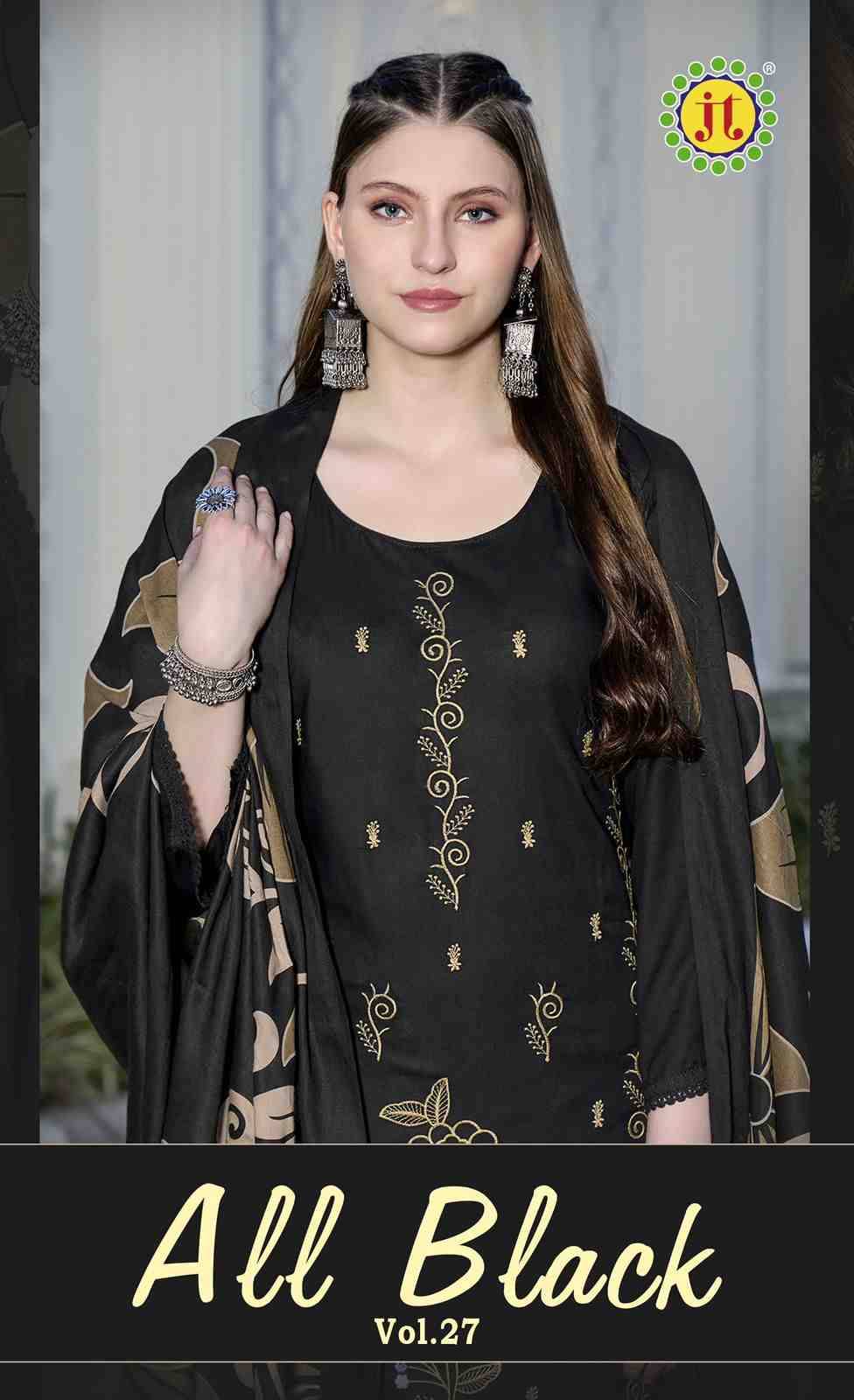 All Black Vol-27 By JT 27001 To 27005 Series Beautiful Festive Suits Colorful Stylish Fancy Casual Wear & Ethnic Wear Rayon Dresses At Wholesale Price