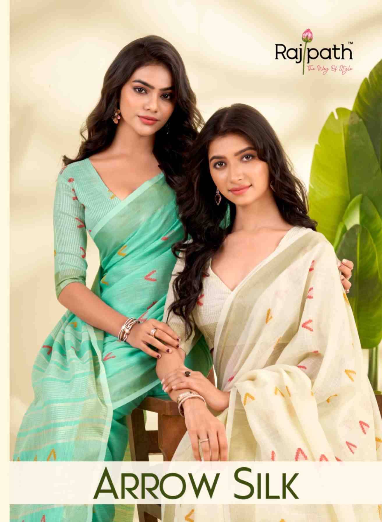 Arrow Silk By Rajpath 430 To 435 Series Indian Traditional Wear Collection Beautiful Stylish Fancy Colorful Party Wear & Occasional Wear Linen Silk Sarees At Wholesale Price